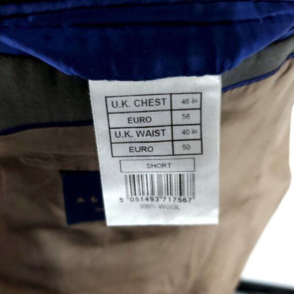 Savile Row Alexandre London Wool 2 Button Blazer 44R‎ Beige Birdseye - Picture 8 of 10